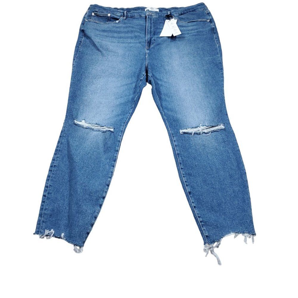 Good American Zara High Rise Skinny Jeans Plus Size 30 29" Inseam Ripped